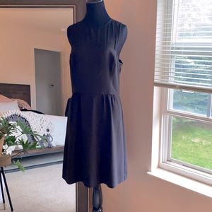 Black BR fit & flare dress with mesh detailing